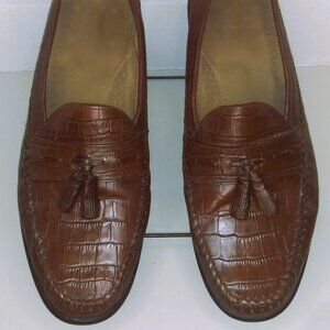 Florsheim Shoes Men Size 11.5 Pisa Cognac Brown Croc Leather Loafer Tassel 18469